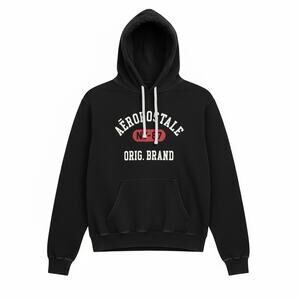Aeropostale Black Pullover Hoodie with White & Red Logo